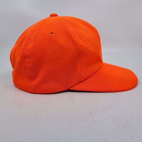 Solid Orange Snapback Trucker Hat Cap Adjustable Green Underbrim - Picture 2 of 8